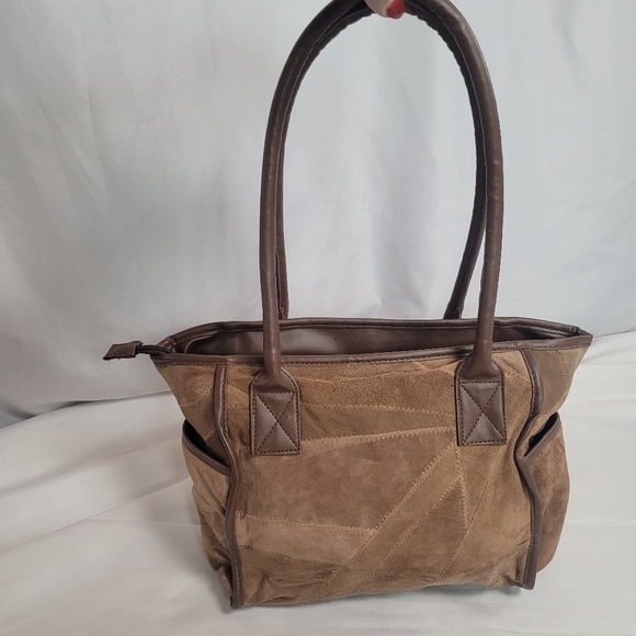 Suede Leather Unbranded Brown/Tan Patchwork Shoulder Bag - Picture 1 of 16